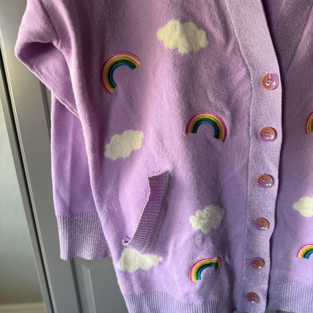 Unique Vintage Women's Purple & Rainbows Aspen Cardigan, XL - Picture 6 of 12